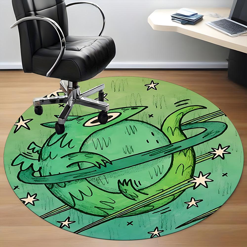 1pc Space Creature Office Round Area Rug, Mat Suitable For Office, Under Office Chairs Bedroom Living Room Home Decor, Room Deco