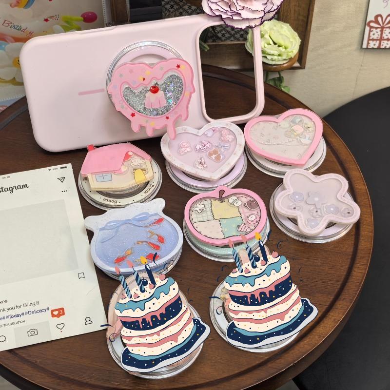 Korean Cute Cake Dim Sum For MagSafe Bracket Portable Stands For iPhone 18 17 Samsung Google Universal Magnetic Kickstand Holder