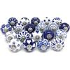 Ceramic Knobs World Door Knobs for Drawers Vintage Handmade Blue Mandala Cabinet Handle for Kitchen Wardrobe Furniture (Blue, Pack of 6)