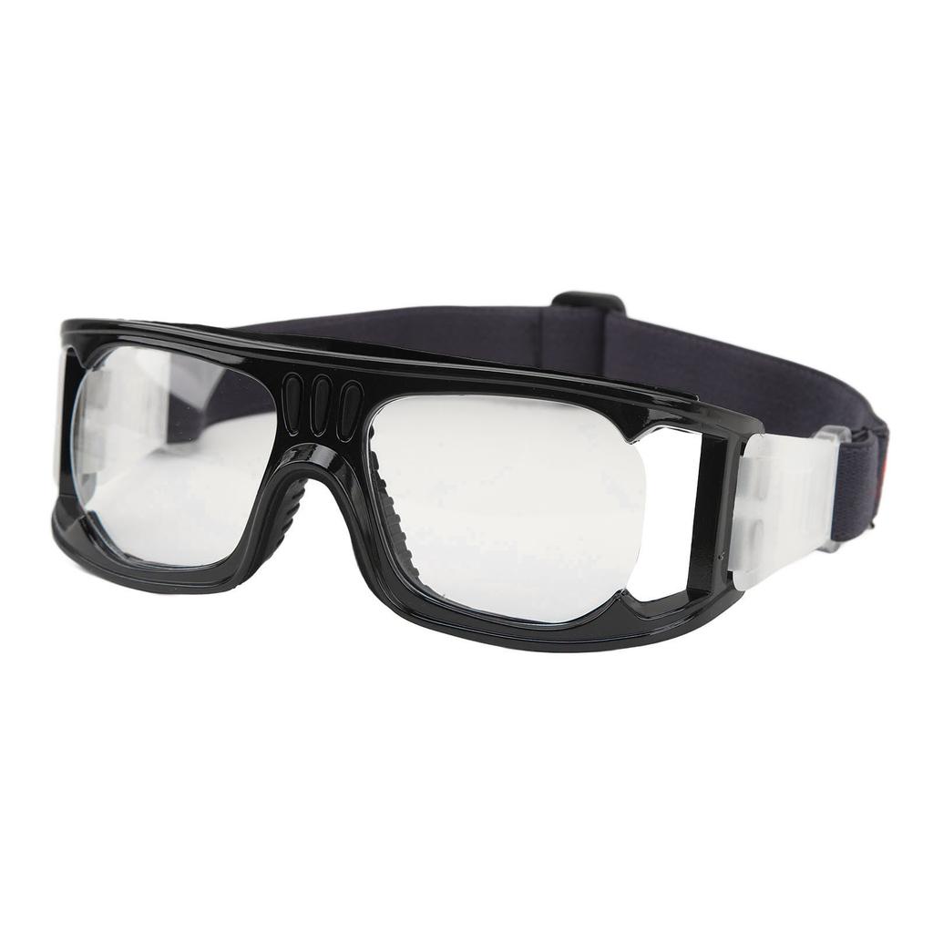 Sports Goggle Impact Resistant Fog Proof Safety Basketball Glasses with Adjustable Band for Running Cycling Black