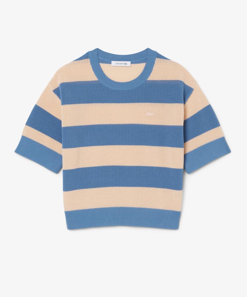 LACOSTE Женский летний полосатый джемпер с коротким рукавом Af9859-56G 4Ip