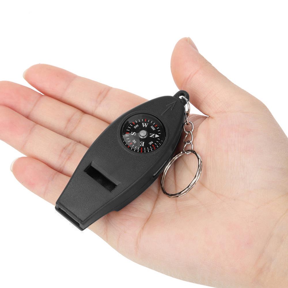 Многофункциональный свисток безопасности 4 в 1, компас, термометр, лупа с