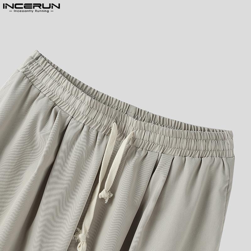 INCERUN Мужские брюки на кулиске Повседневные с эластичной талией Длинные Свободные Большого размера Брюки