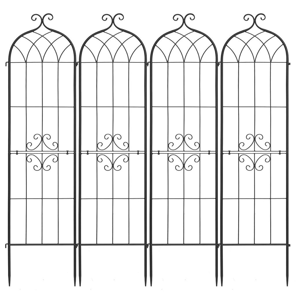 Garden Trellis, 152 x 40.5 cm Rose Trellis, 4 Packs Garden Flower Rose Trellises with Powder-Coated Finish & Convenient Locking Design, Plant Support