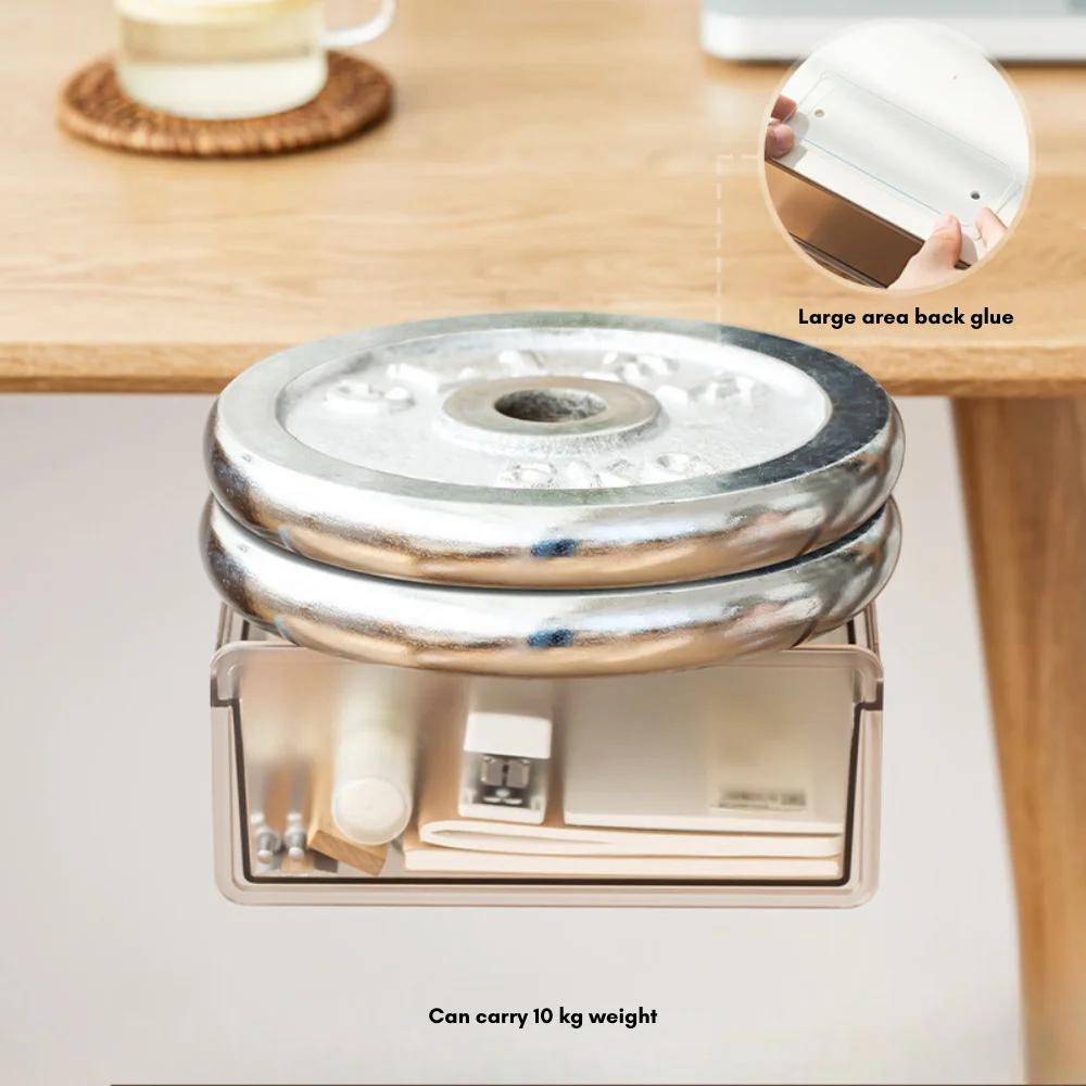 Подстольный ящик для хранения, ящик для скрытого хранения на столе большой вместимости, легко устанавливаемая полка, органайзер для канцелярских принадлежностей