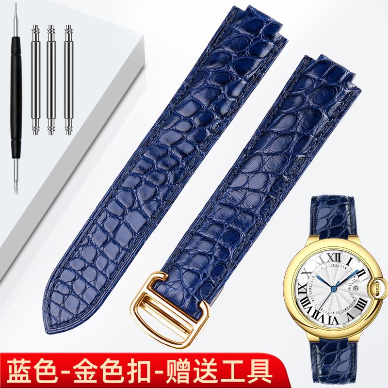 16 18 20 22 мм Для Cartier синий шар кожаный ремешок для часов Синяя крокодиловая кожа выпуклый мужской женский Складная пряжка ремешок для часов браслет