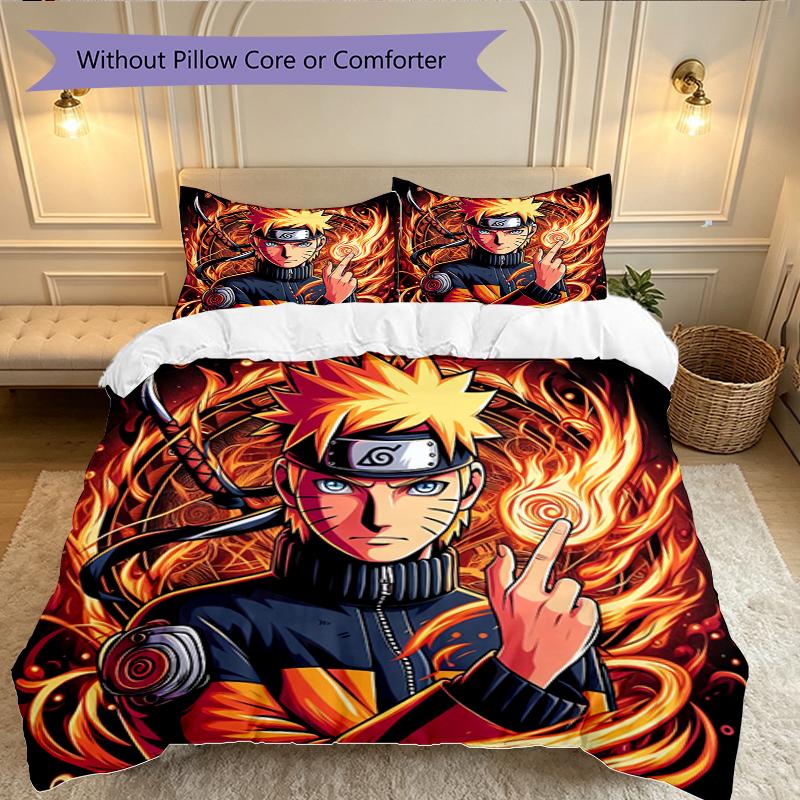 Game Role N-Narutos Duvet Cover Set - 3pcs Polyester Bedding Set with Digital Print, 1 Comforter Cover & 2 Pillow Shams