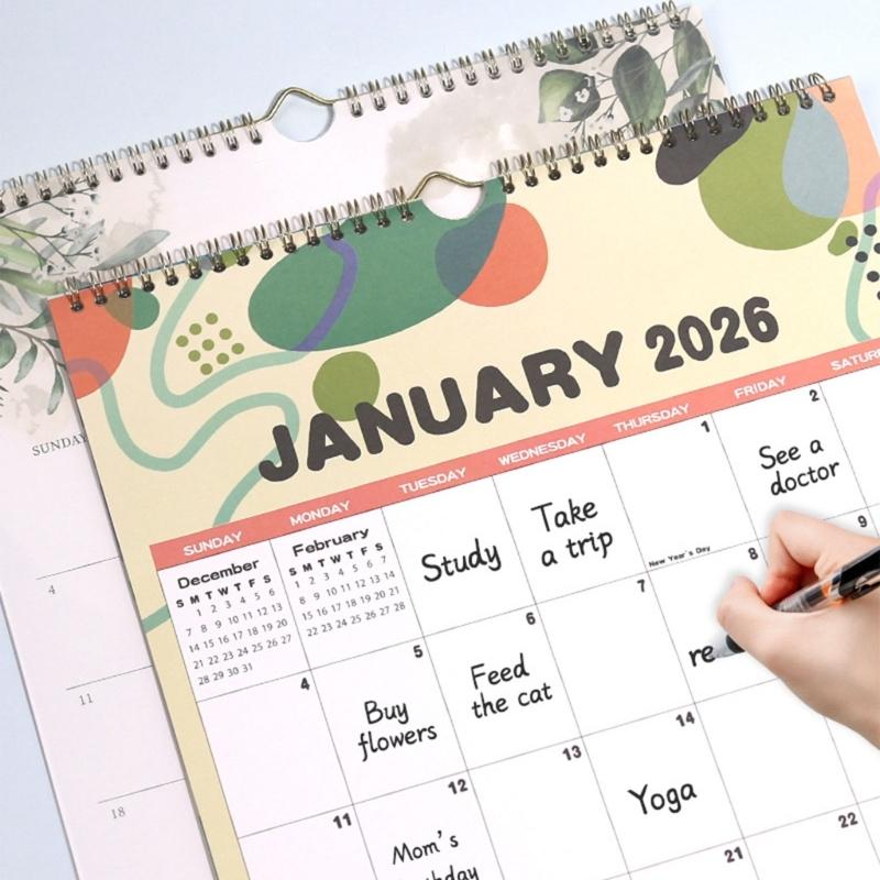 Календарь-планировщик на 2026 год Настенный бумажный календарь 12 месяцев с января по декабрь Для дома Офиса Школы