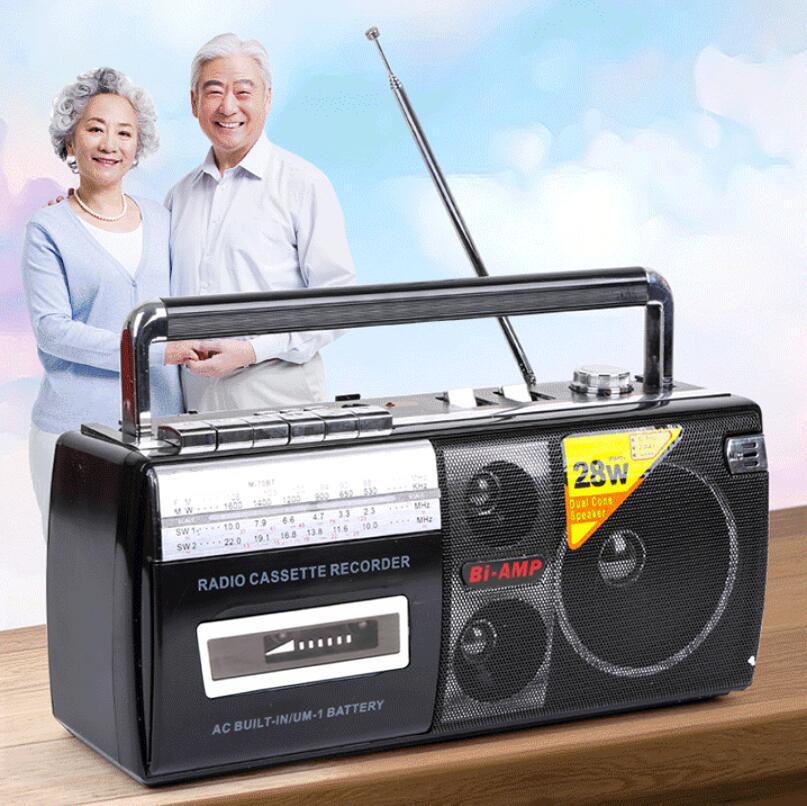 28 Вт мощность ретро магнитофон кассетный плеер громкий голосовой динамик AM FM SW 4 диапазона радио USB SD Mp3-плеер