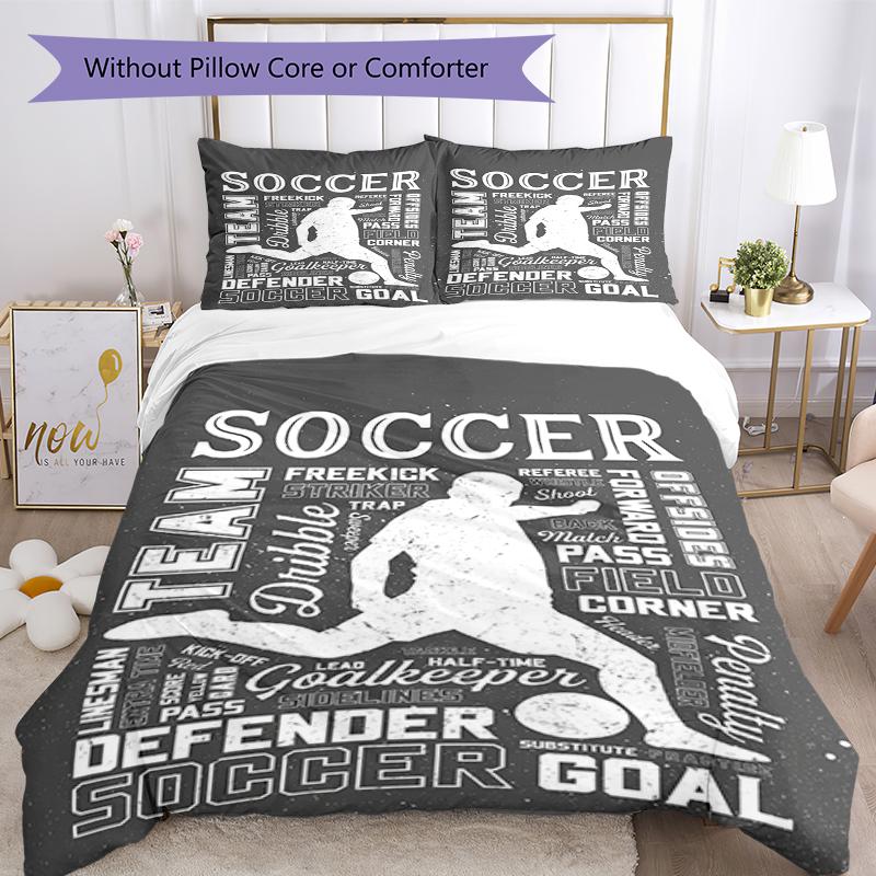 3pcs Soccer Bedding Set Duvet Cover Closure Includes 1 Duvet Cover & 2 Pillowcases, Soft and Comfortable for All Seasons.