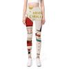 Womens White Snowman Prints Stretch Yoga Leggings Fitness Running Gym Sports Active Pants