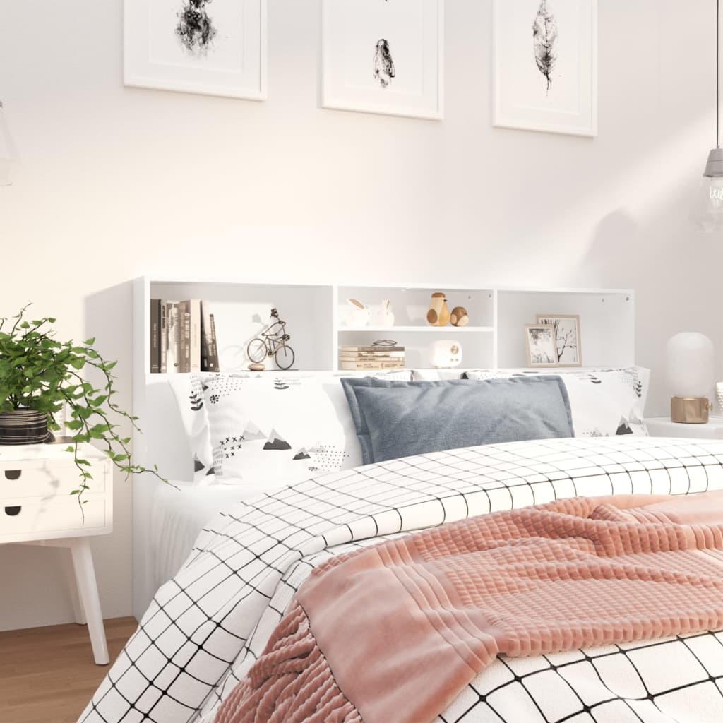 Изголовье кровати с полками Белое 180 x 19 x 103,5 см