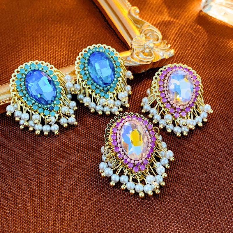 Ретро серьги-кисточки с каплями из страз и искусственного жемчуга - стиль французского двора, высококлассная роскошь для женщин