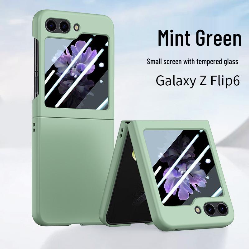 Совместимо с Samsung Z Flip 4/5/7: Защитный чехол для телефона с ощущением кожи, ударопрочный, с полным покрытием.