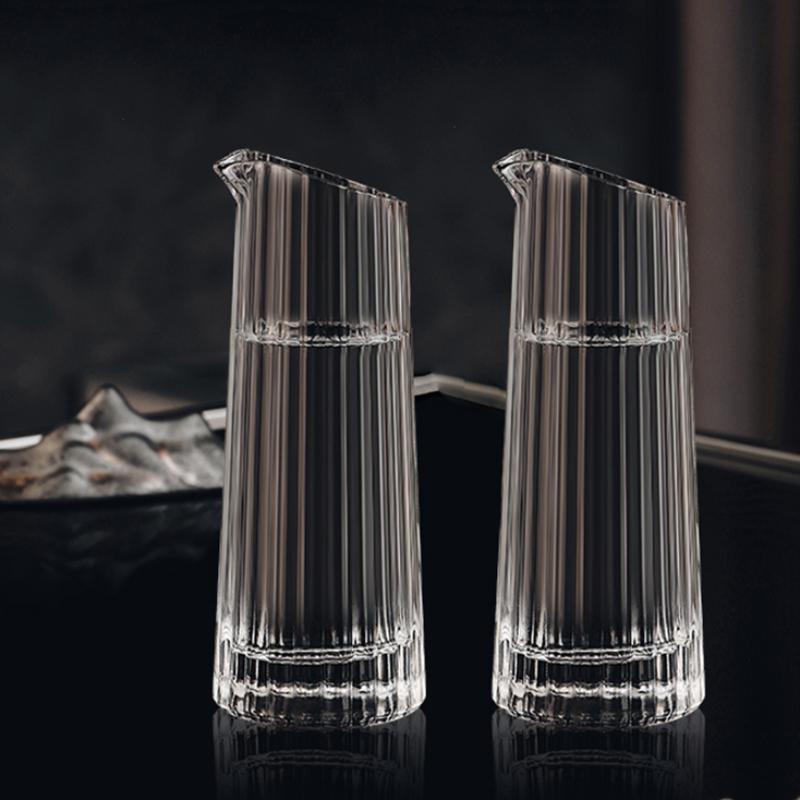 125ml Striped Wine Dispenser 2pcs Set Household Baijiu Pot Bar Transparent Drinkware Red Wine Dispenser Suitable for Gatherings