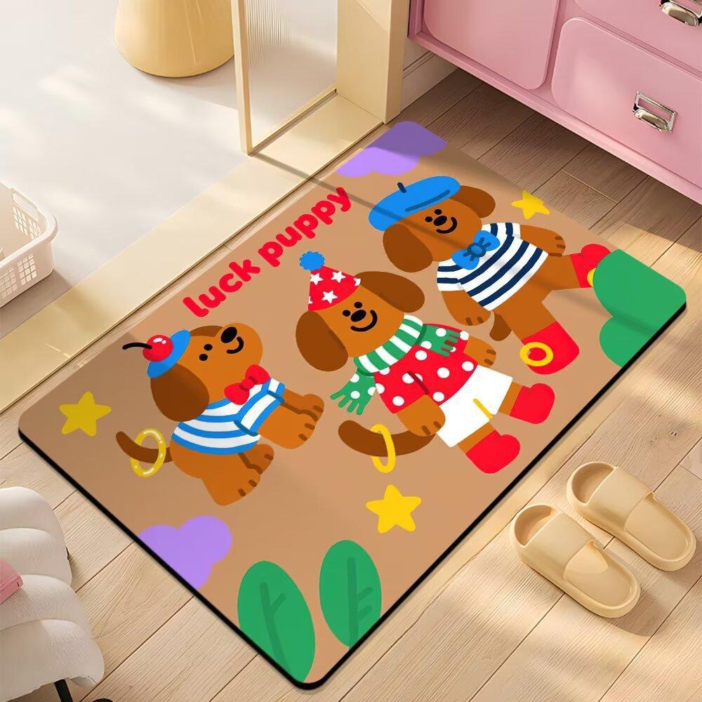 Floor Mat Bathroom Absorbent Mat Cartoon Cute Dopamine Non-slip Mat Household Dirt-resistant Foot Mat Diatom Mud Floor Mat
