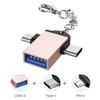 2 ШТ. Корпус из алюминиевого сплава Конвертер 2 в 1 OTG Адаптер USB 3.0 к Micro USB Type C с цепочкой для