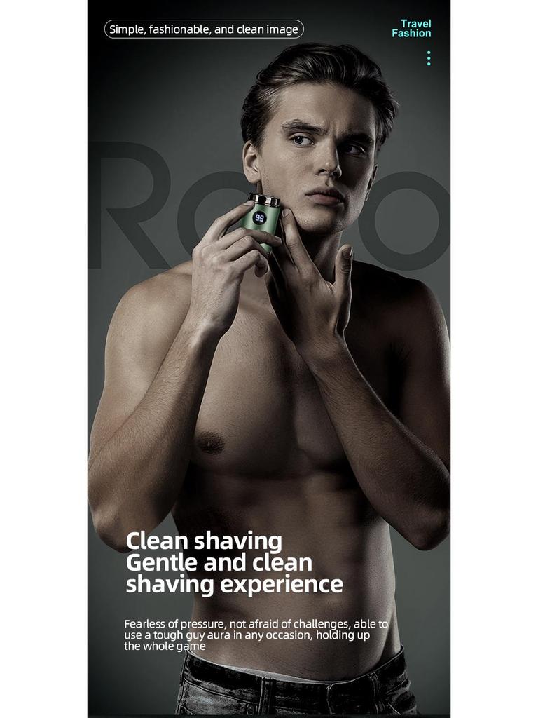 Portable Rechargeable Men's Electric Beard Shaver - Compact Travel Design