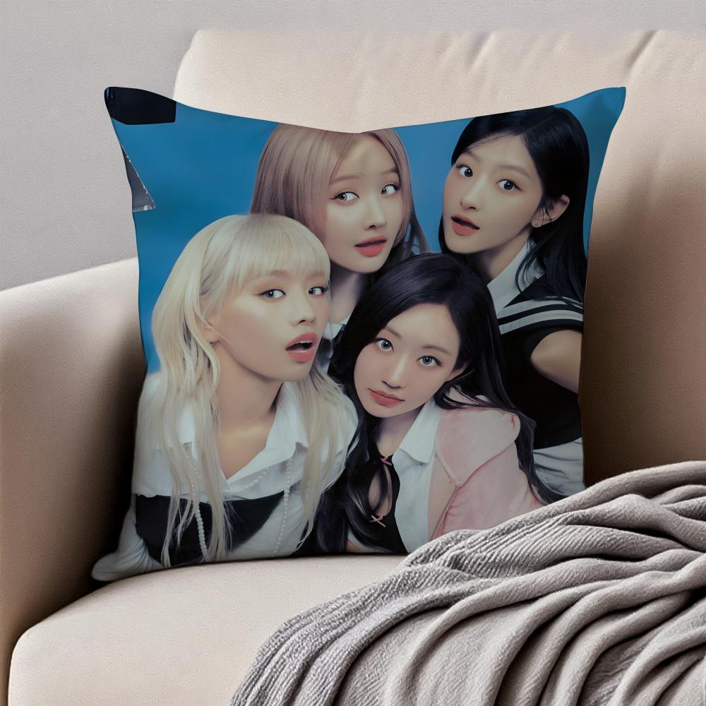 GirlGroup Kpop KKISS OF LLIFE Cushion Cover Pillowcase Antidustmite Invisible Zipper Short Plush Sofa Cushion
