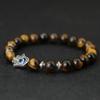 Evil Eyes Bracelet For Men Women Gothic Fatima Hand Braclet 8mm Natural Lava Lapis Lazuli Stone Beaded