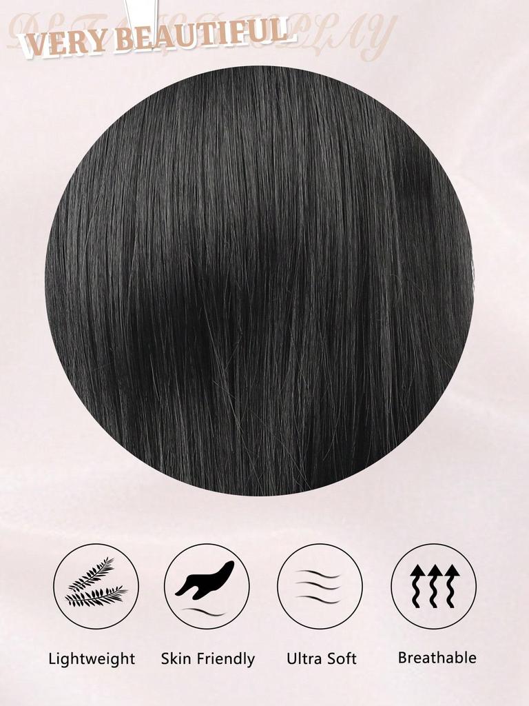Synthetic Short Straight Bob Heat Resistant Wigs With Bangs Black Wigs For Women Daily Role Play Party Wigs