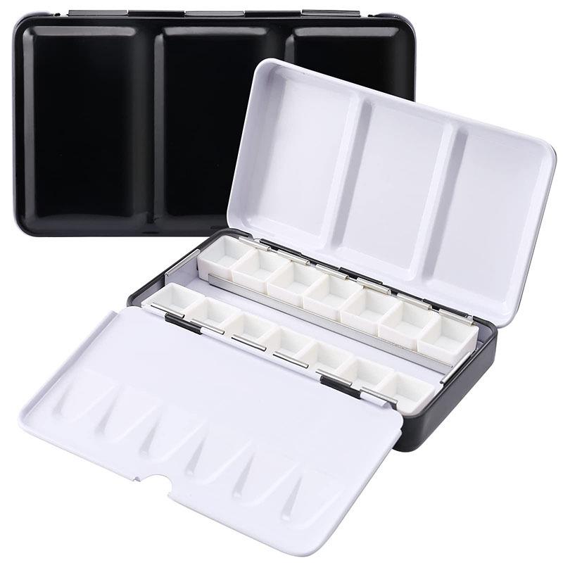 High-Quality Thickened Solid Pigment Black Watercolor Palette Box - 14/26/52 Colors
