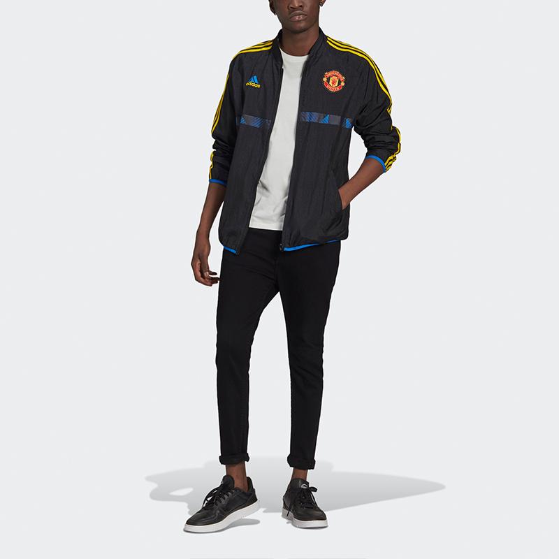 Adidas Манчестер Юнайтед Футбол Спортивная куртка на молнии с воротником-стойкой Мужская верхняя одежда Черный GR3871