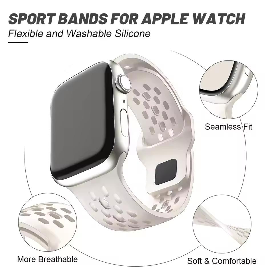 Силиконовый спортивный ремешок для Apple Watch Ultra Band 49 мм 46 мм 45 мм 44 мм 42 мм 41 мм 40 мм Браслет iWatch Series 11 10 9 8 7 6 SE3 Ремешок