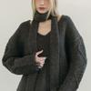 MOIFAIRE Wool  KNIT MUFFLER / CHARCOAL