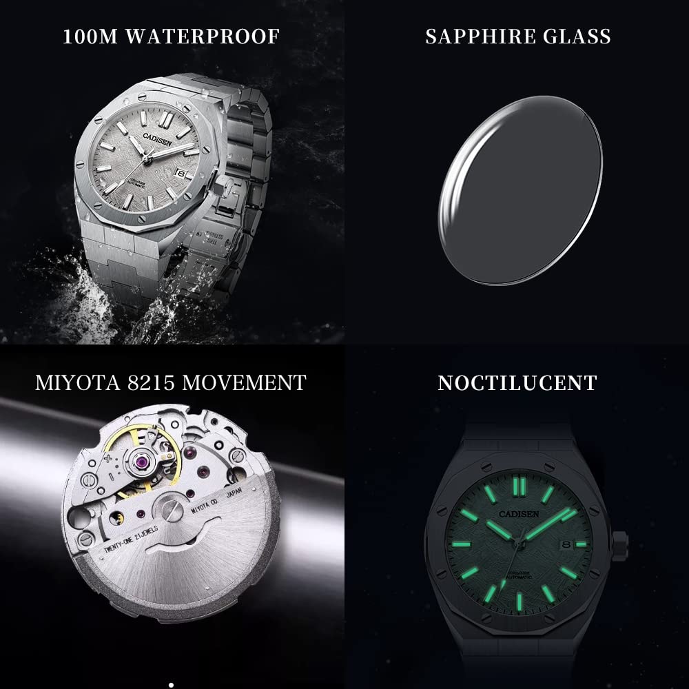 Cadisen Сделано в MIYOTA8215 Royal German Retro Водонепроницаемый до 10 Корпус Водонепроницаемый Шестигранный Корпус Нержавеющая Сталь Сапфир Совершеннолетие Подарок C8193