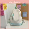 Simple Color Blocked Letter Print Student Casual Backpack For School Use