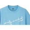 Uniqlo Простая футболка с принтом букв, круглым вырезом, короткими рукавами, унисекс, синяя 426804-62