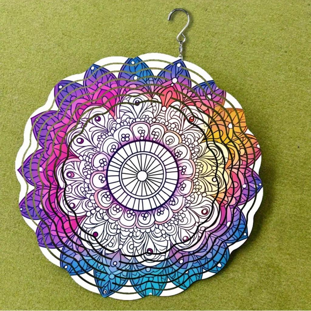 Floral Mandala Wind Chime Metal Dynamic Sculpture for Halloween Indoor Outdoor Courtyard Garden Decorations