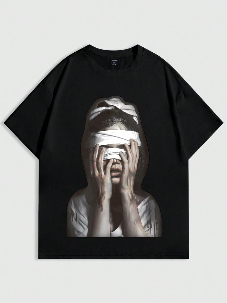 ROMWE Street Life Мужская летняя повседневная футболка с короткими рукавами и принтом с персонажами