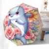 Dolphin,Flowers Automatic Folding Umbrella  Simple 8 Rib Design, Bright Cartoon Pattern, Durable Iron Frame, Suitable For Travel, Outdoor, B