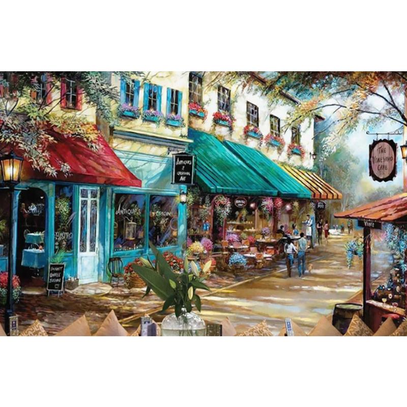 3D обои Ретро ручная роспись в европейском стиле Уличное здание Ресторан Кафе Фреска Фон Настенный декор Фреска