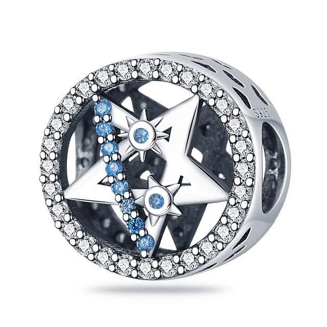 Блестящие Волшебные Глаза 100% Стерлингового Серебра 925 Ослепительно Синий Циркон Подвески Оригинальный FitNew Браслет DIY Изготовление Ювелирных Изделий PAC1002