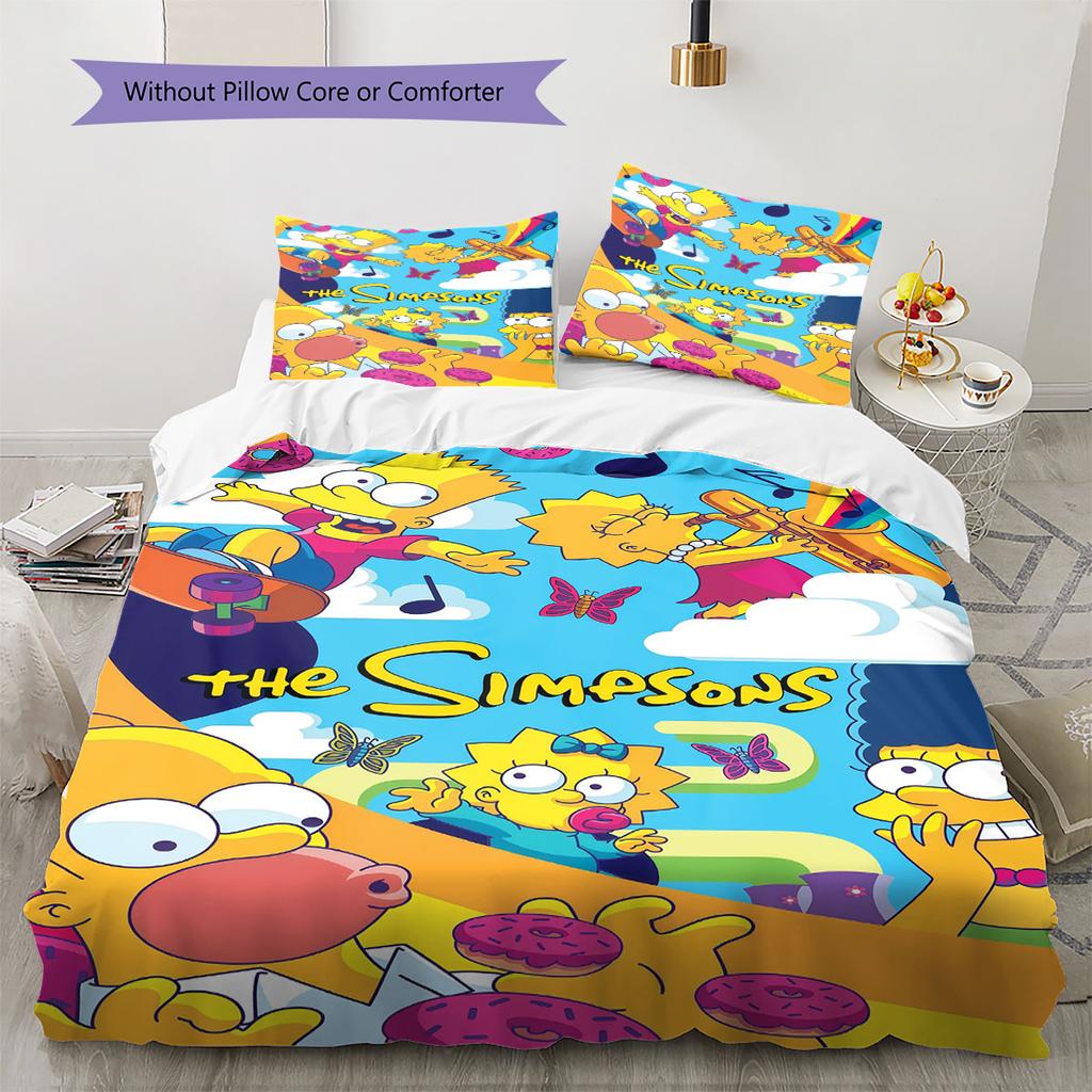 The Simpsons Poster Pattern Bedding Home Decoration Birthday Gift ( 1 duvet cover + 2 pillowcase, without core),fan merchandise.