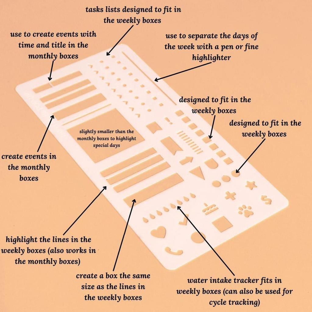 Набор трафаретов для планировщика, трафарет для блокнота на спирали, набор гибких шаблонов ручной работы для DIY скрапбукинга, ведения журнала с точечной сеткой