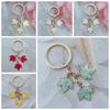 With Pearl Lanyard Maple Leaf Keychain Creative Leaf Metal Keyring Enamel Plant Key Rings  Women
