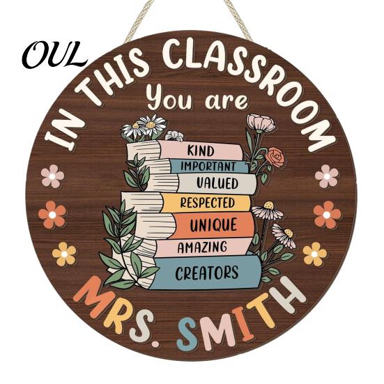 Classroom Decor Sign Wooden Welcome for Door, to Our Round Door Hanging Hanger, Front Sign, Back School Preschool Decoration