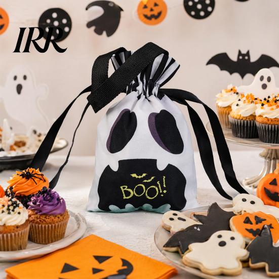 Halloween Candy Bag Pumpkin Ghost Tote Bag, Trick or Treat with Thick Cotton Double Side Print, Sturdy Reusable Party Favor Gift for Kids Durable Or