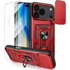 Protective Case for iPhone 17 Pro Max - E.F.Connection - Red - Shockproof - Ring Stand