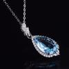 BELLA BOX Blue Water Drop Shaped Crystal Necklace For Women Charm Wedding Engagement Fine Gorgeous Jewelry