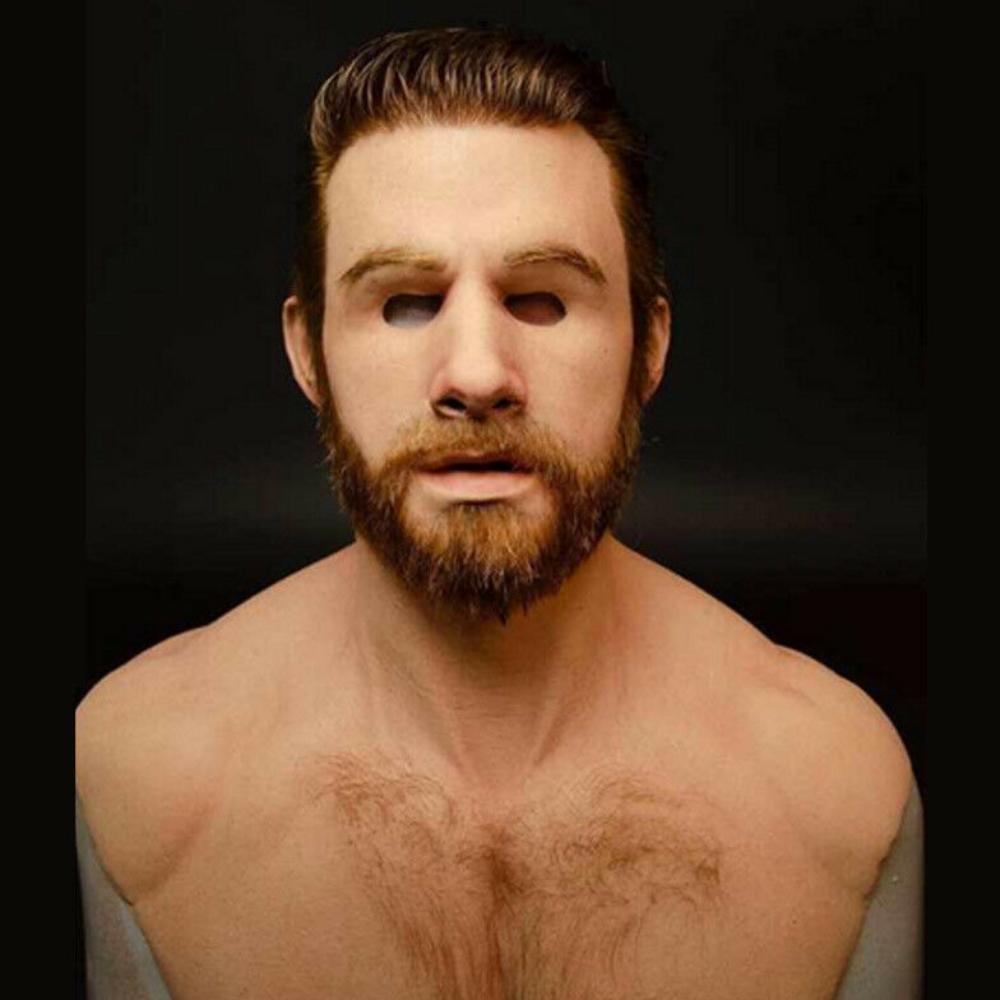 Взрослый латексный мужской чехол для лица, мужская маскировка, косплей, маска, реалистичный реквизит для Хэллоуина