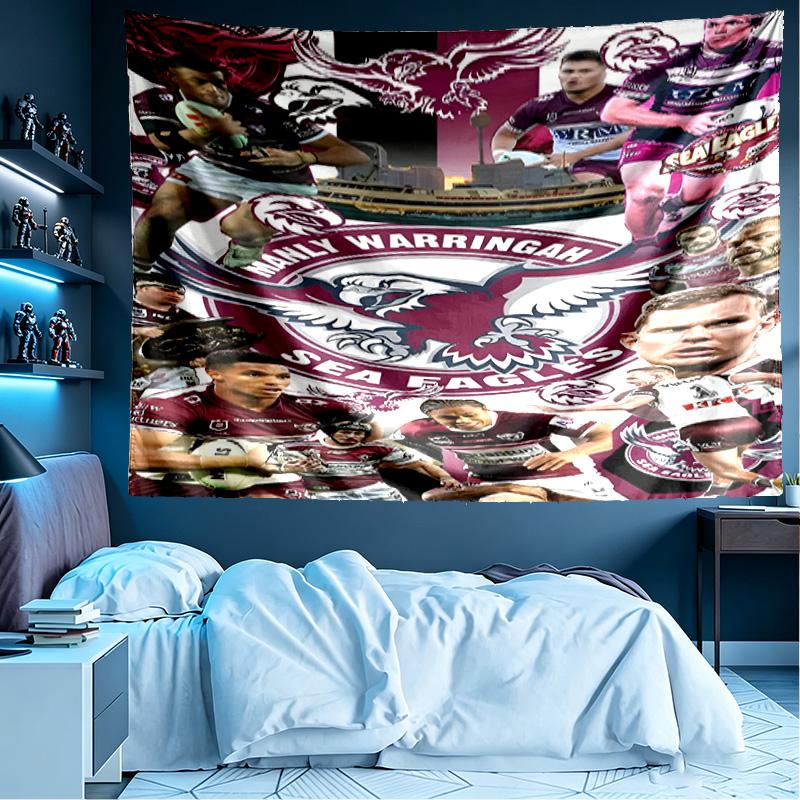 Manly Warringah Sea Eagles Print Tapestry, Lightweight Wall Hanging, for Bedroom, Dorm, Living Room, Home Art Decor, Birthday Christmas Gift for Frien