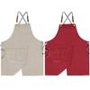 Breathable Sleeveless Apron Canvas Working Clothes Portable Cooking Aprons  For Restaurants Cafe