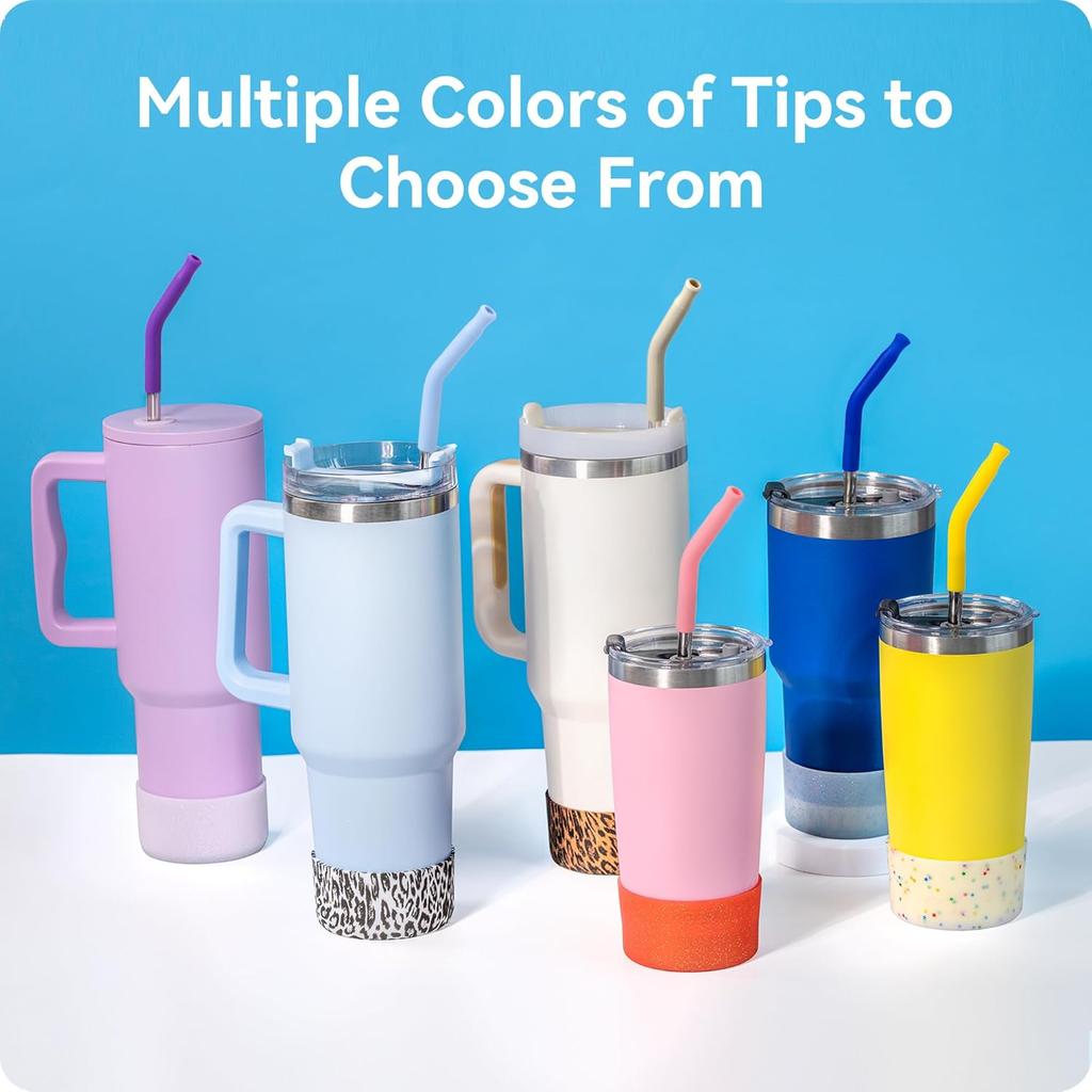 Stainless Steel Straws with Silicone Tips,Reble Metal Straws for 20 oz Tumblers & 16 oz Glass Cups,8.26" Long 0.31" Wide Drinking Straw,BPA-Free &