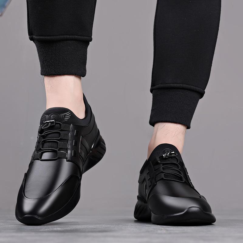 Кожаная обувь большого размера с увеличением высоты для мужчин 6 см летняя сетчатая дышащая повседневная спортивная обувь 8 см невидимая внутренняя высота увеличивающая кожаная обувь мужская