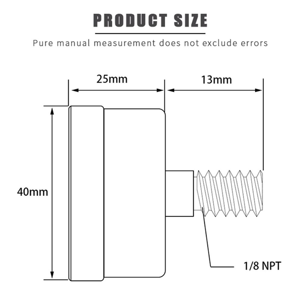 TS-Z51 Dual Scale Economic Pressure Gauge Water Pressure Gauge Stainless Steel 1/8'' NPT Lower Mount